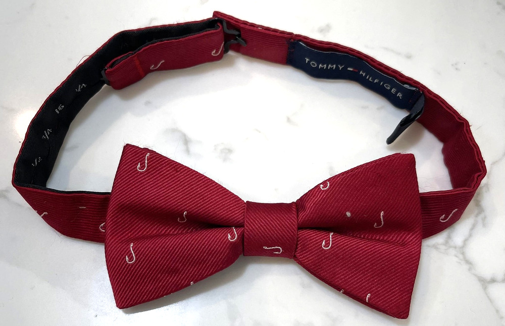 Tommy Hilfiger Bow Tie Mens One Size Red Pre-Tied Adjustable Formal Classic